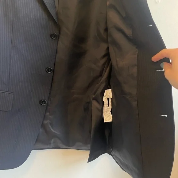 United Colors of Benetton Navy Blue Blazer Subtle Pinstripes Men’s Suit Jacket - Picture 4 of 10